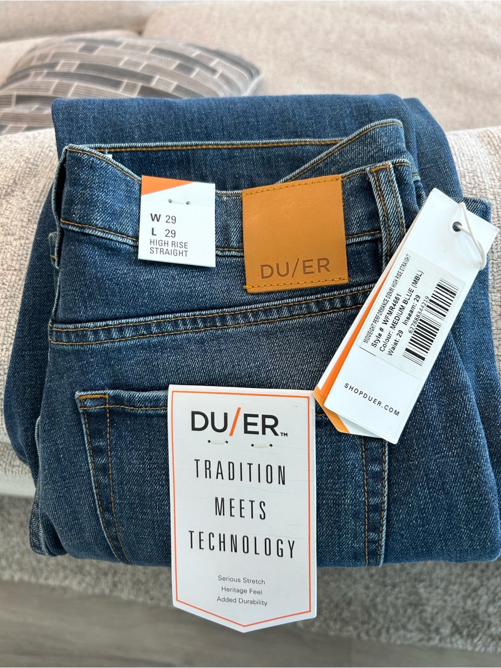 DU/ER Women's High Rise Straight Jeans - Dark Blue, New with Tags